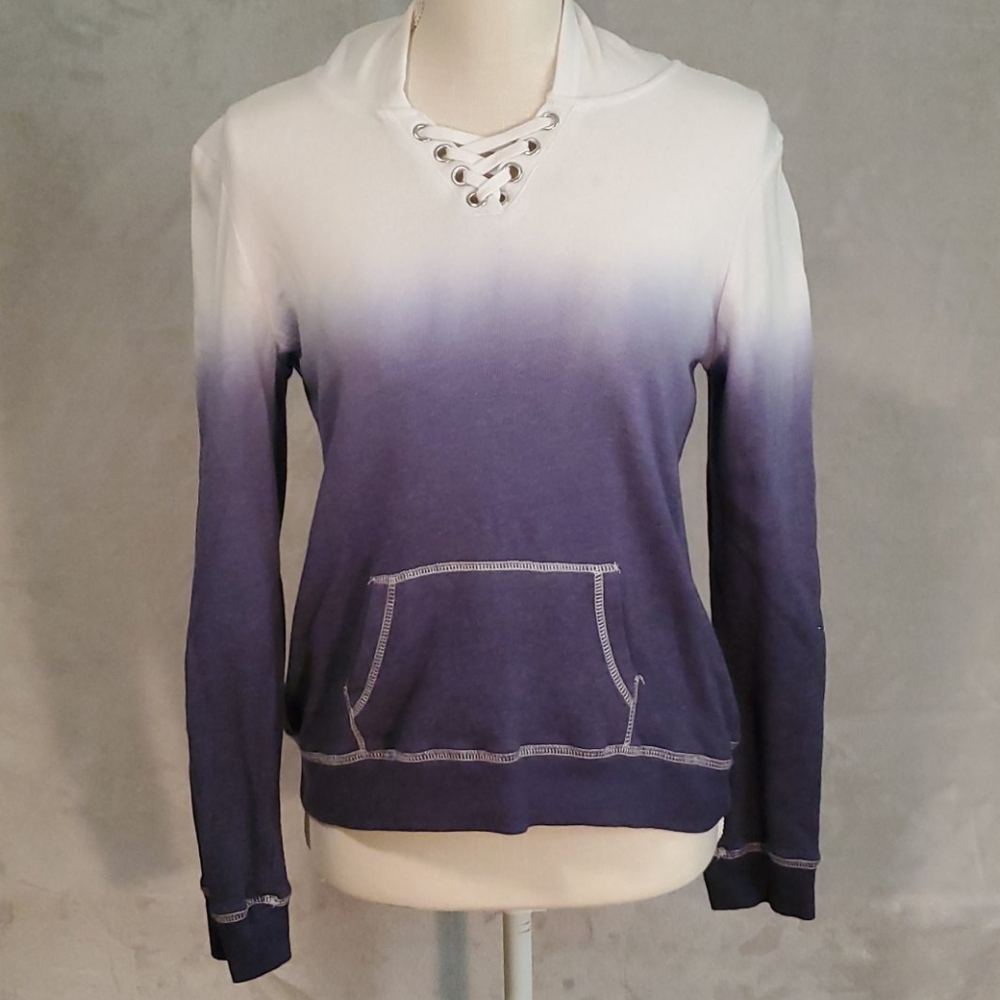 Ombre White to Blue Hoodie Shirt